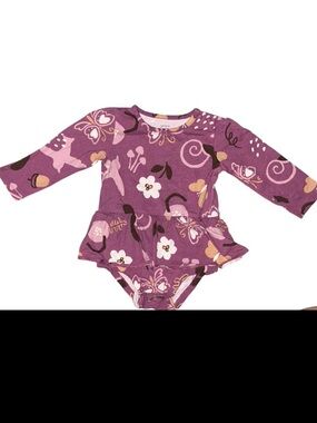 Carter’s 18M Purple Floral Mushroom Bodysuit Long Sleeve Baby Girl Outfit